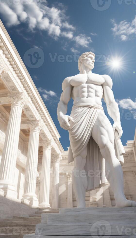 AI generated Marble statue of a muscular man Generative AI photo