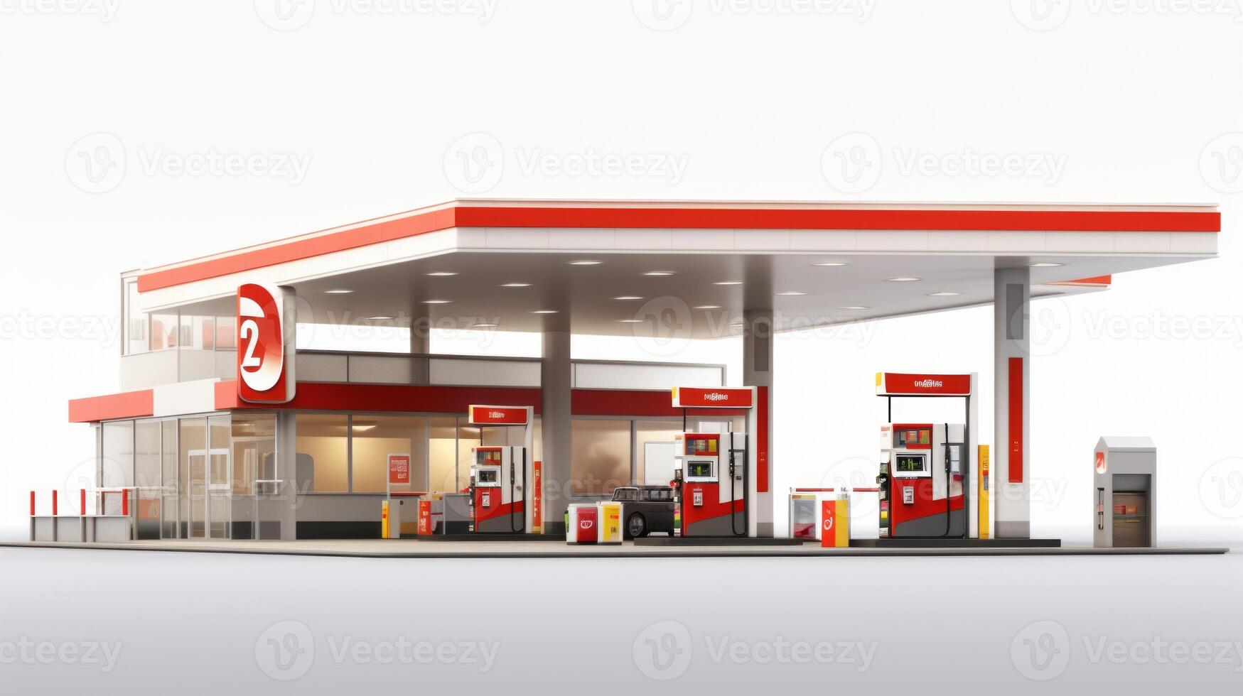 AI generated car gas station on white background Generative AI photo