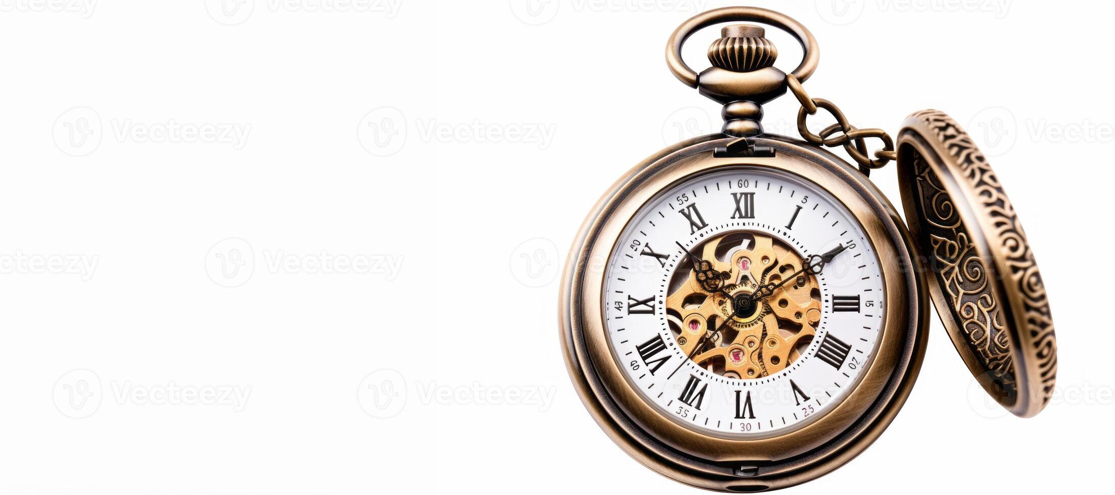 AI generated antique pocket watch on white background Generative AI photo