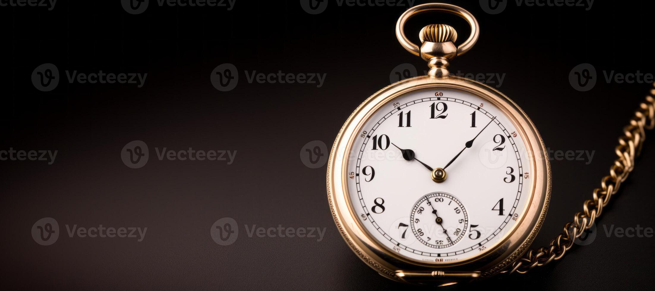 AI generated antique pocket watch on black background Generative AI photo