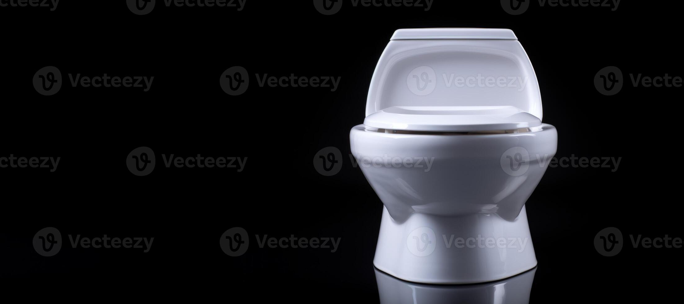AI generated white toilet bowl on a black background Generative AI photo