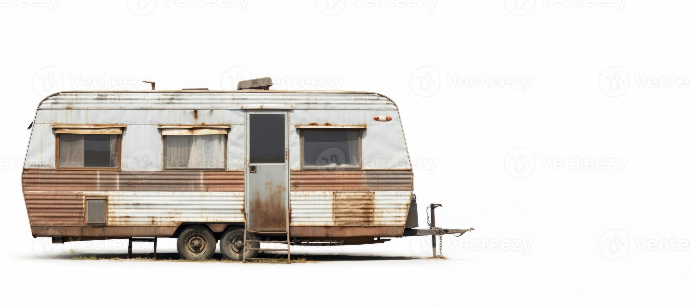 AI generated old mobile home on a white background Generative AI photo