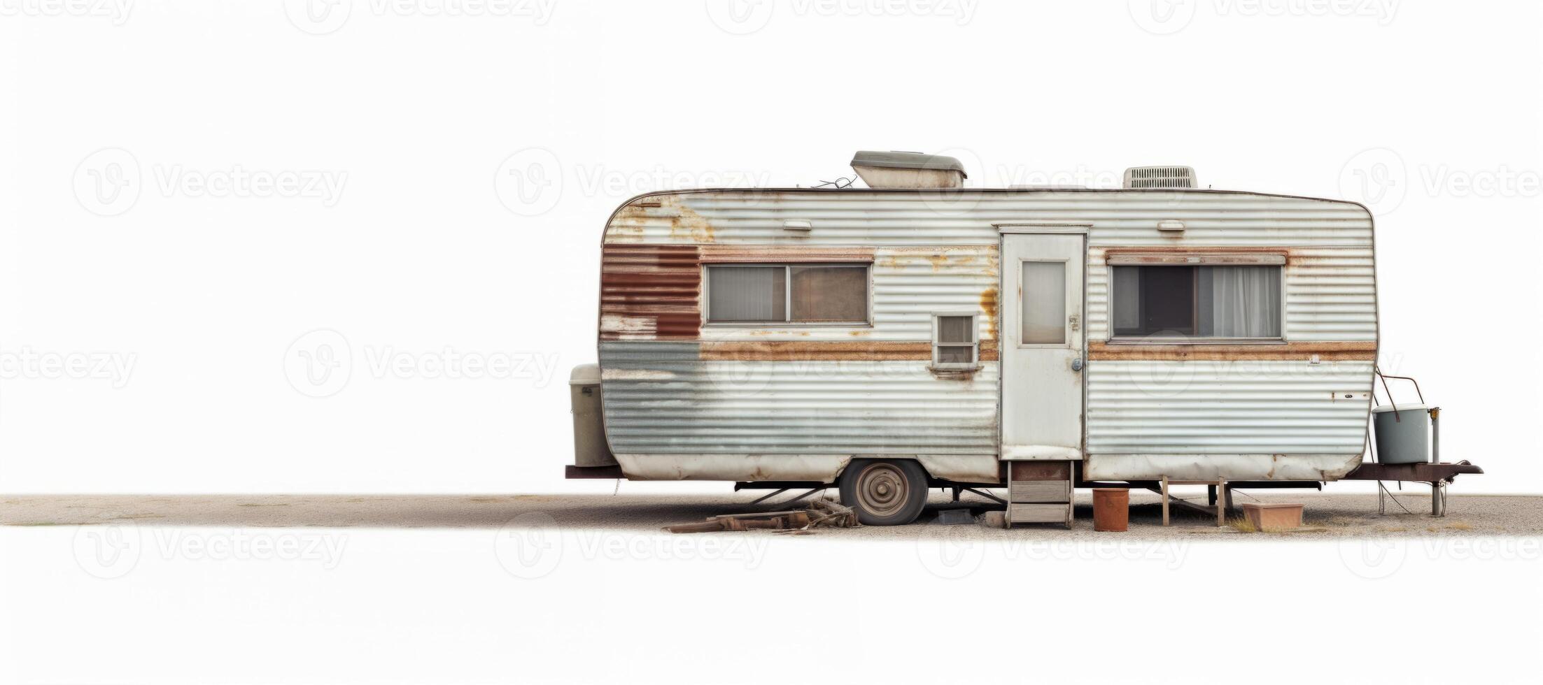 AI generated old mobile home on a white background Generative AI photo
