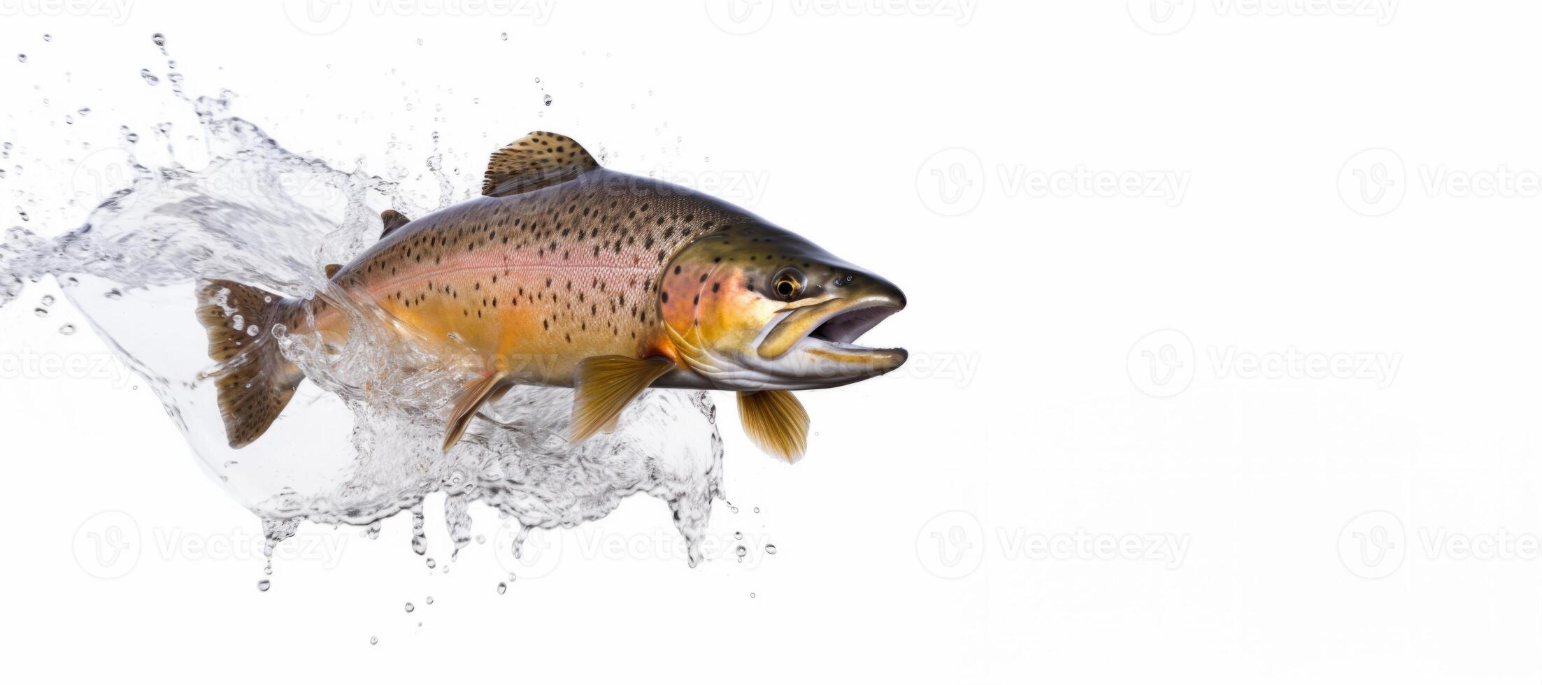 AI generated trout jumps out of the water Generative AI photo