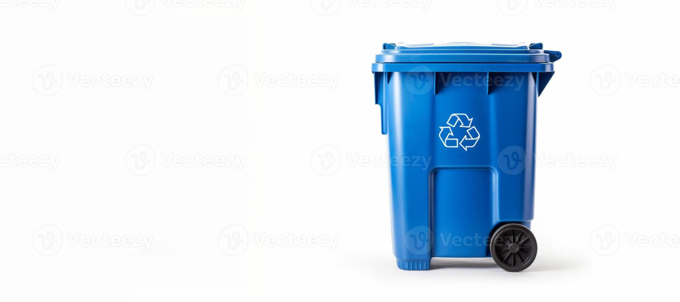 AI generated blue trash can on white background Generative AI photo