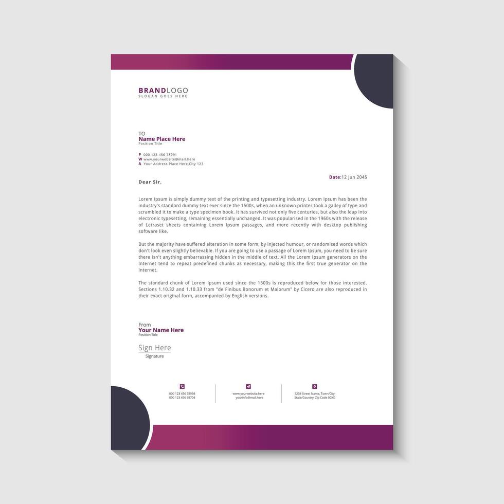 Business letterhead design template vector