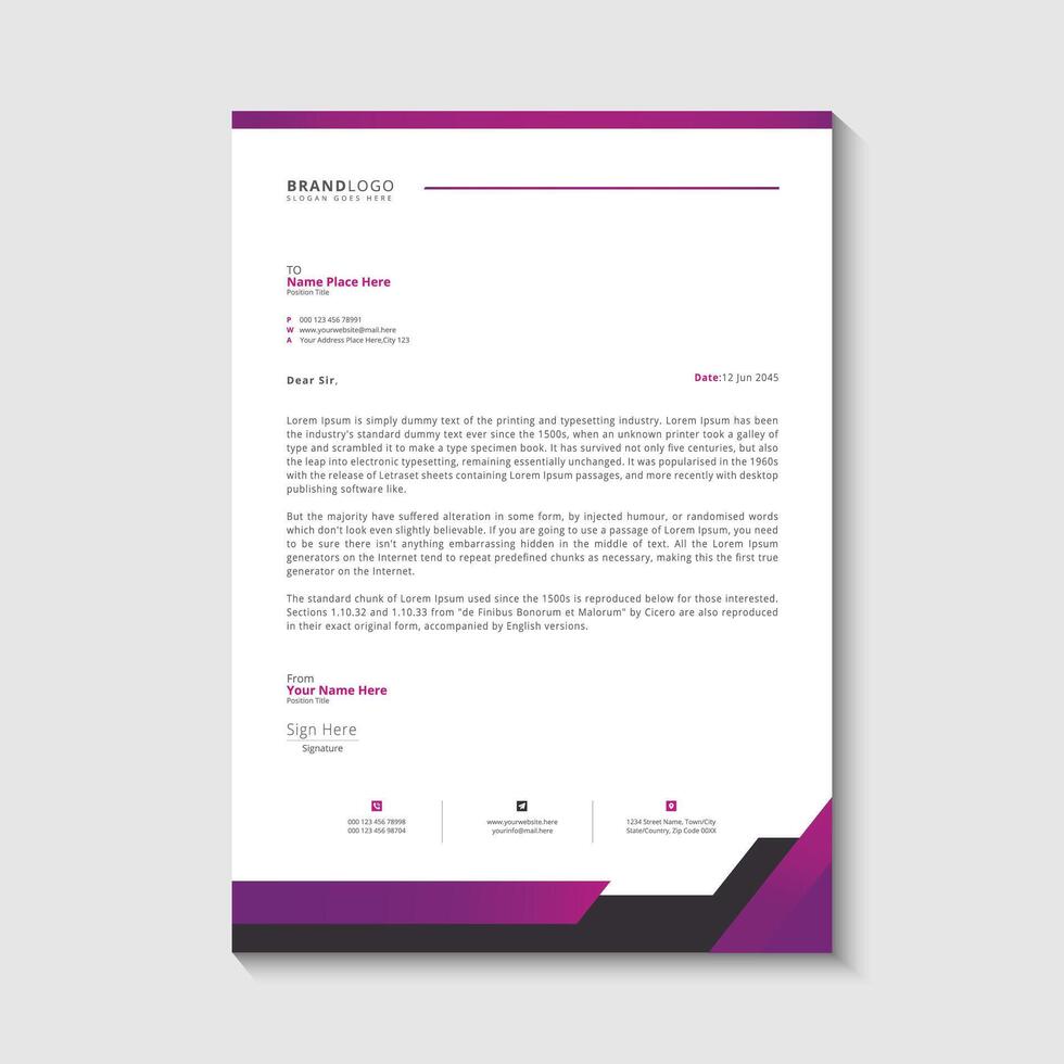 Corporate and business letterhead design template vector