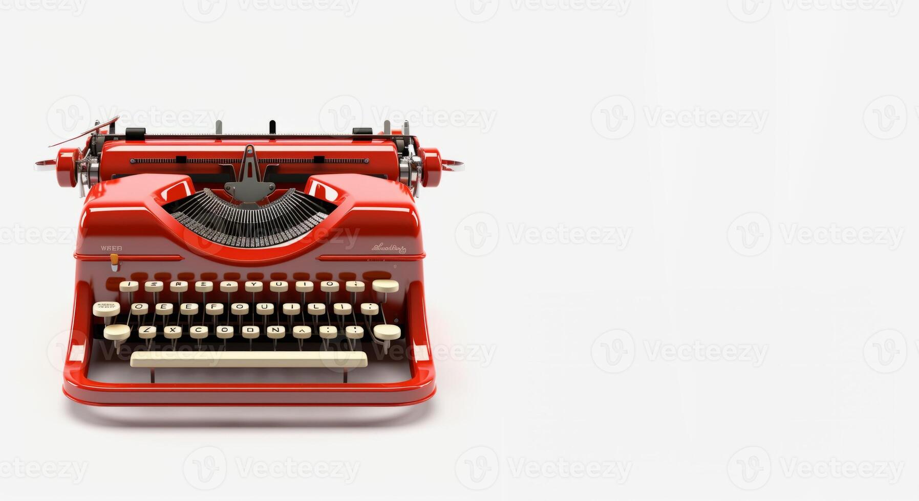 AI generated retro typewriter on white background Generative AI photo