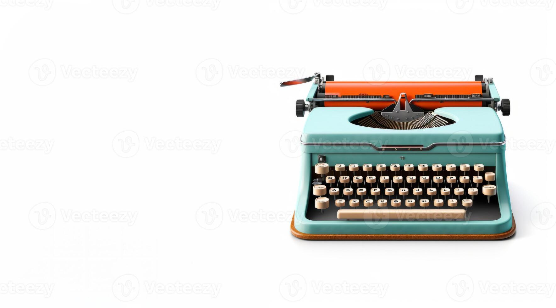 AI generated retro typewriter on white background Generative AI photo
