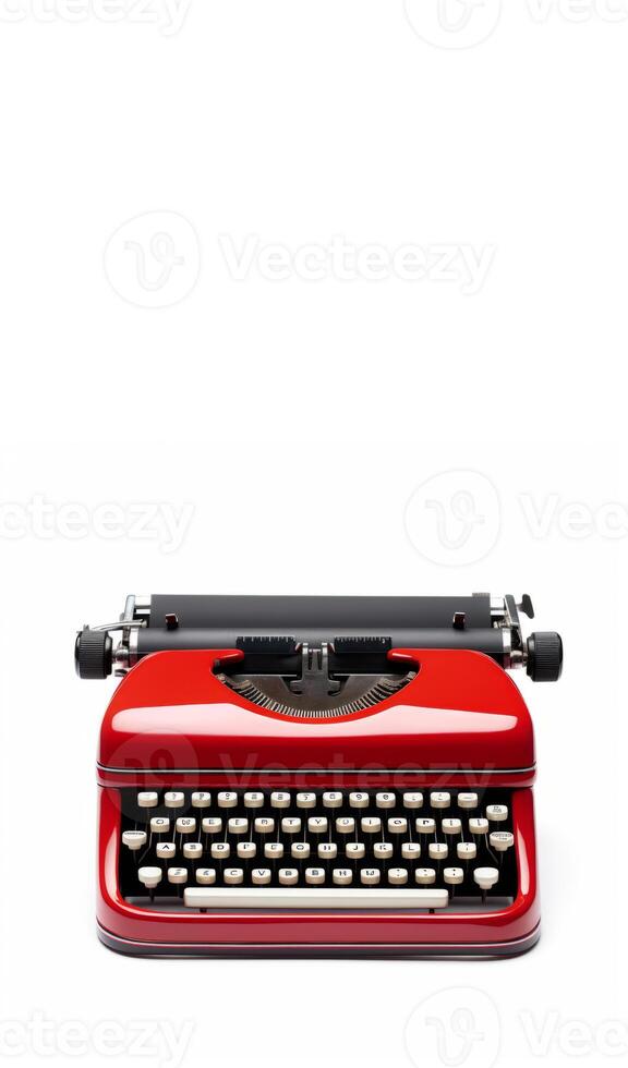 AI generated retro typewriter on white background Generative AI photo