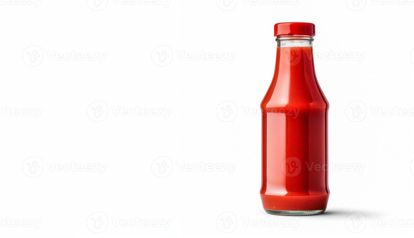 ai generado botella de salsa de tomate en blanco antecedentes generativo ai foto