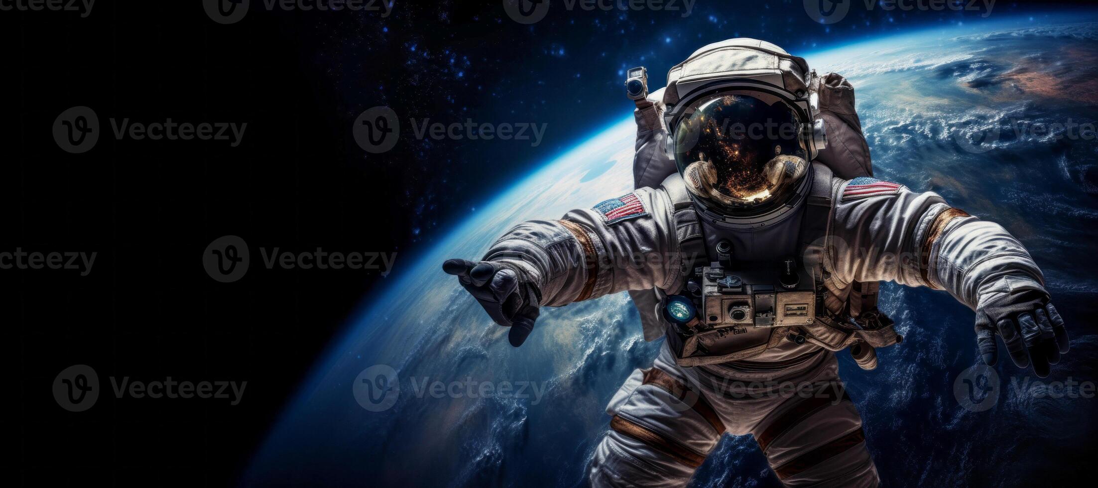 AI generated astronaut in outer space Generative AI photo