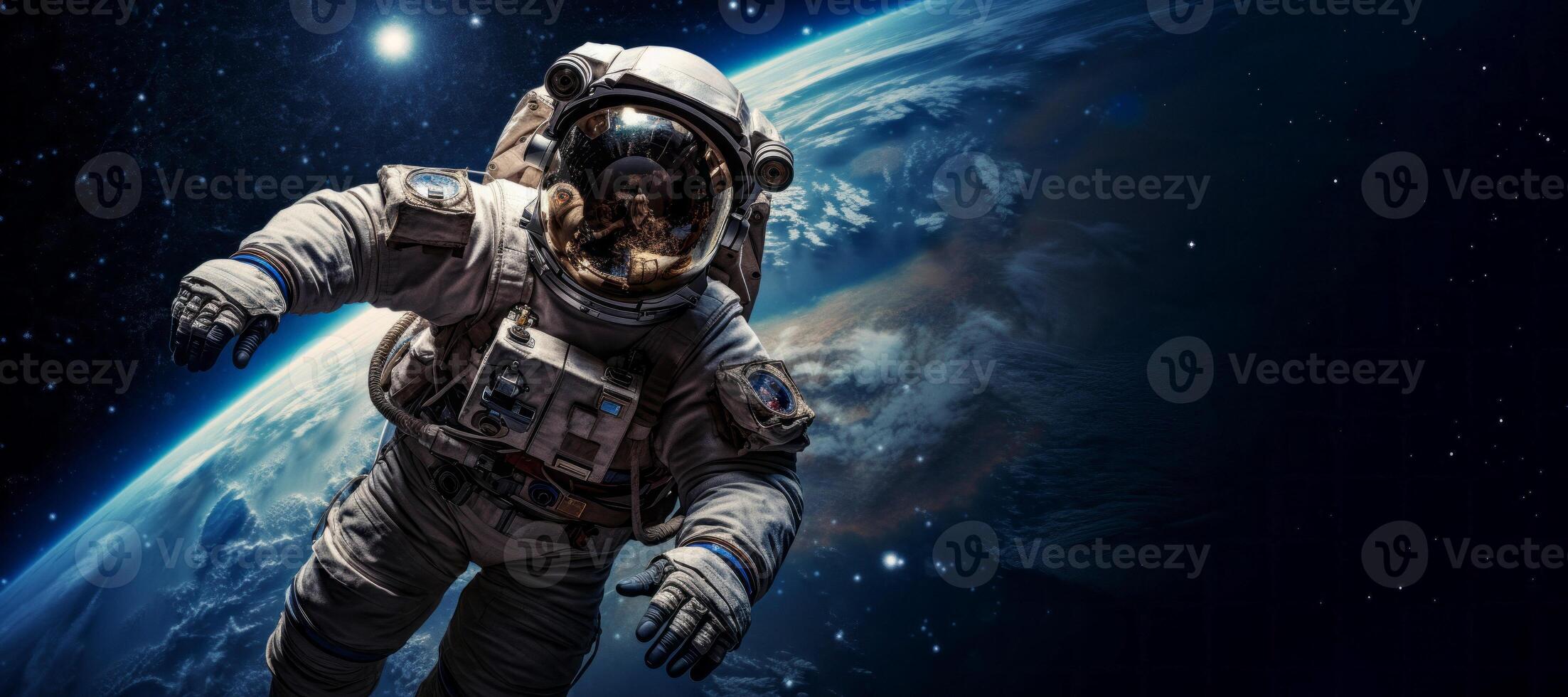 AI generated astronaut in outer space Generative AI photo