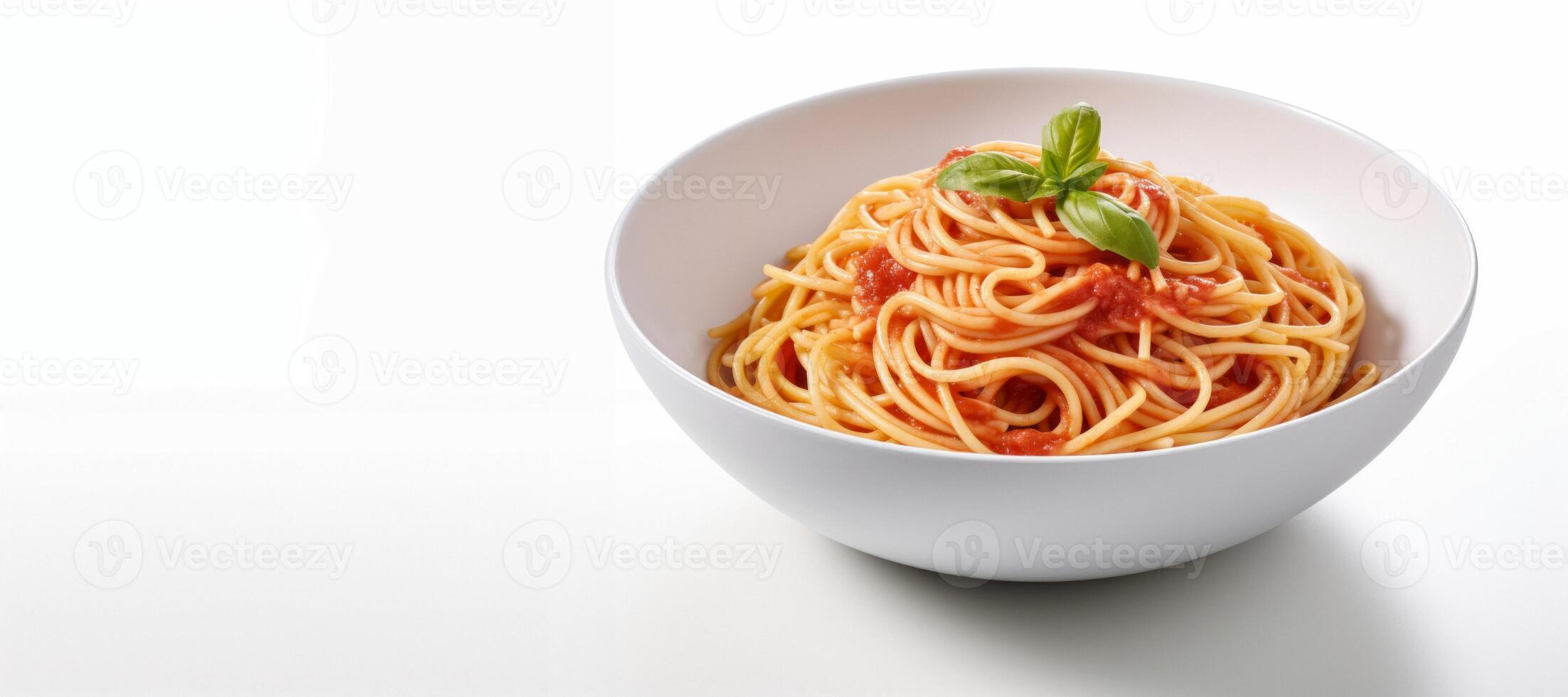 AI generated spaghetti with tomato sauce on white background Generative AI photo