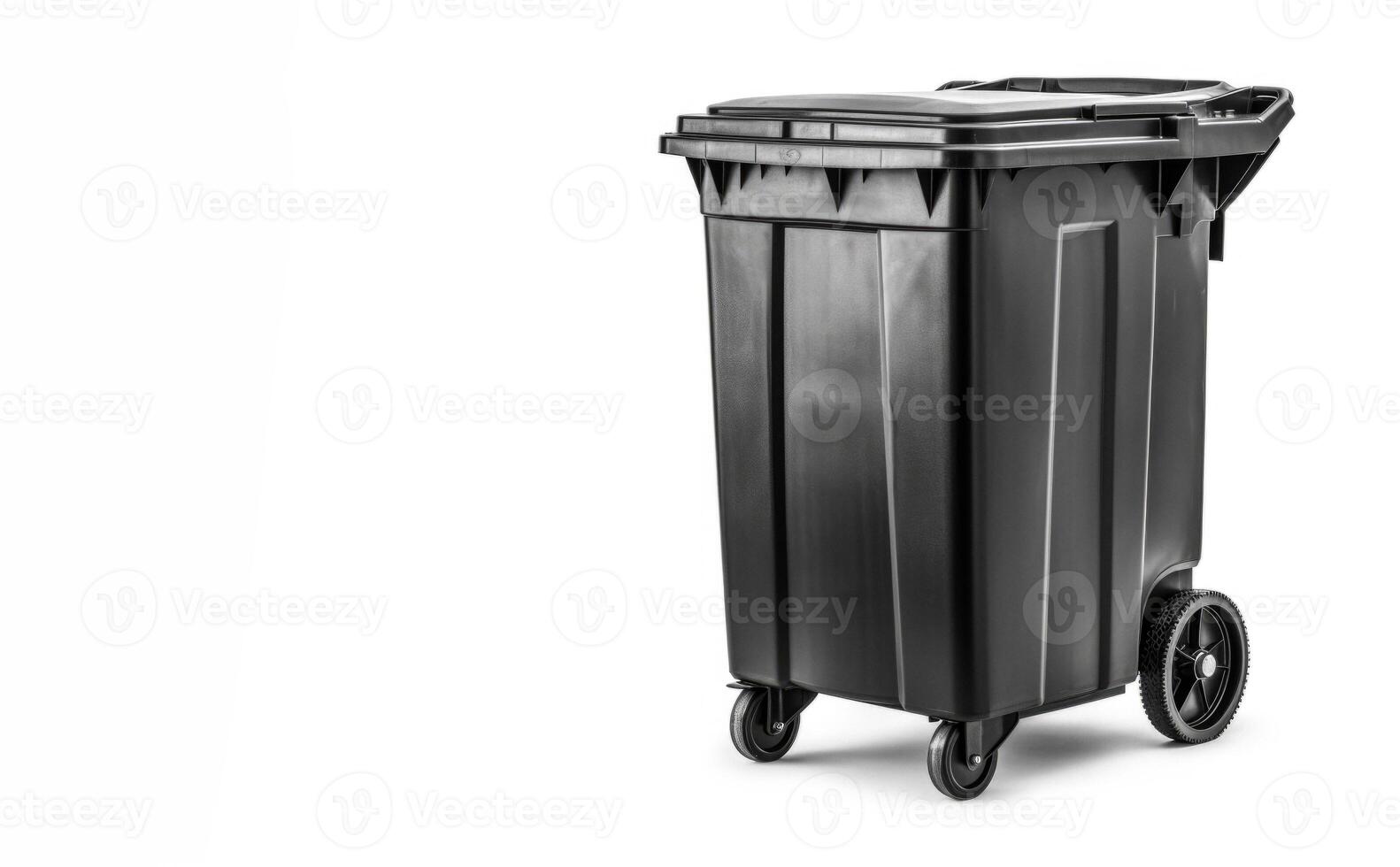 AI generated black trash bin on white background Generative AI photo