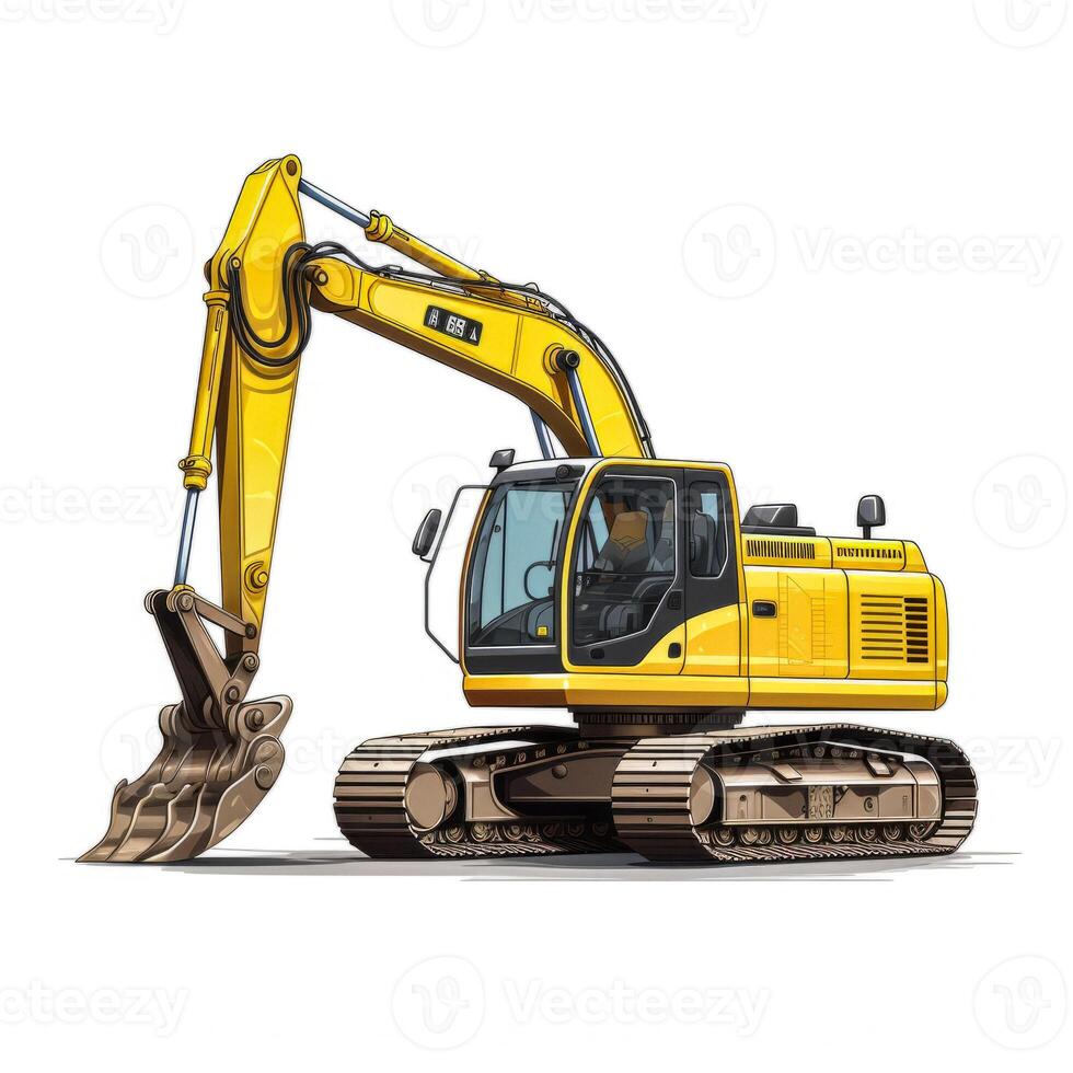 AI generated excavator on white background Generative AI photo