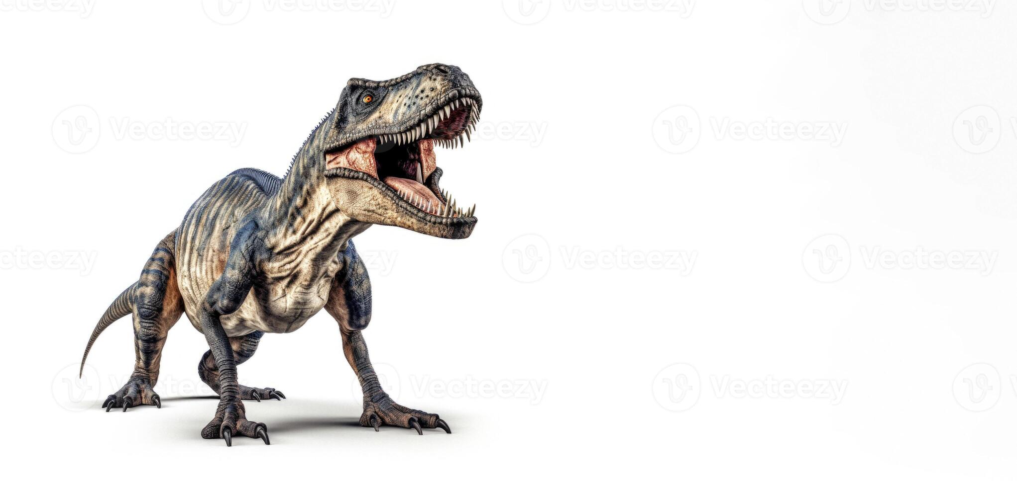 ai generado dinosaurio rapaz en un blanco antecedentes generativo ai foto