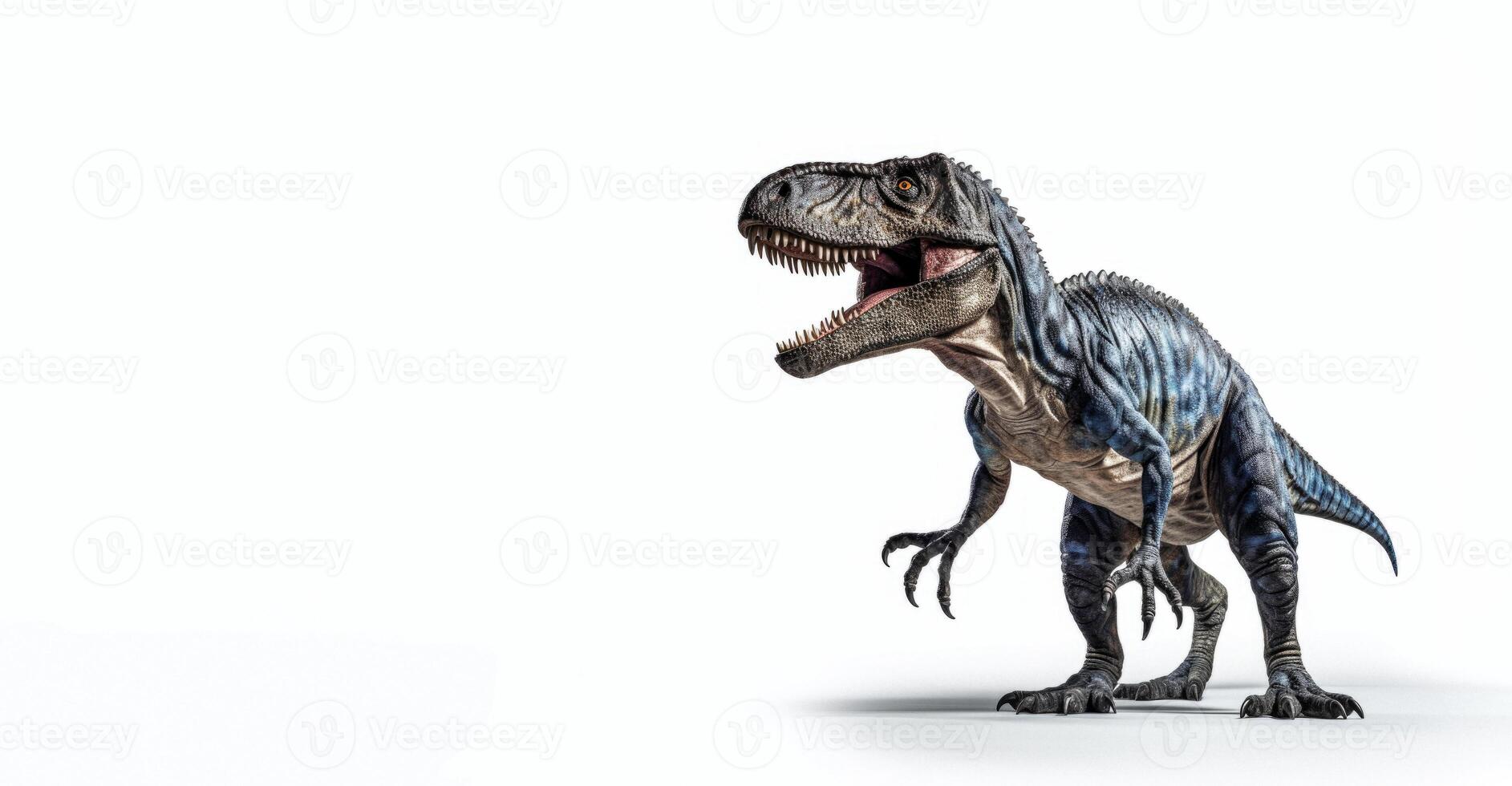 ai generado dinosaurio rapaz en un blanco antecedentes generativo ai foto