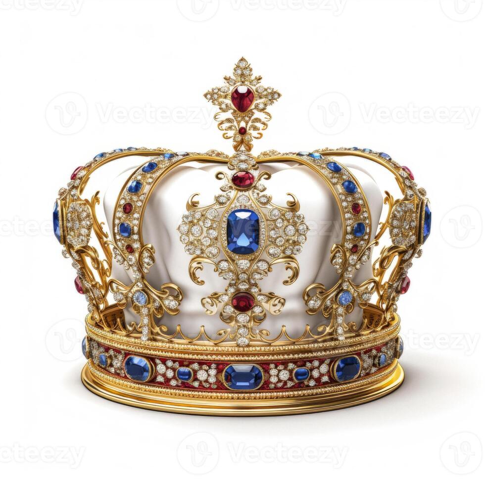 AI generated king monarch crown on white background Generative AI photo