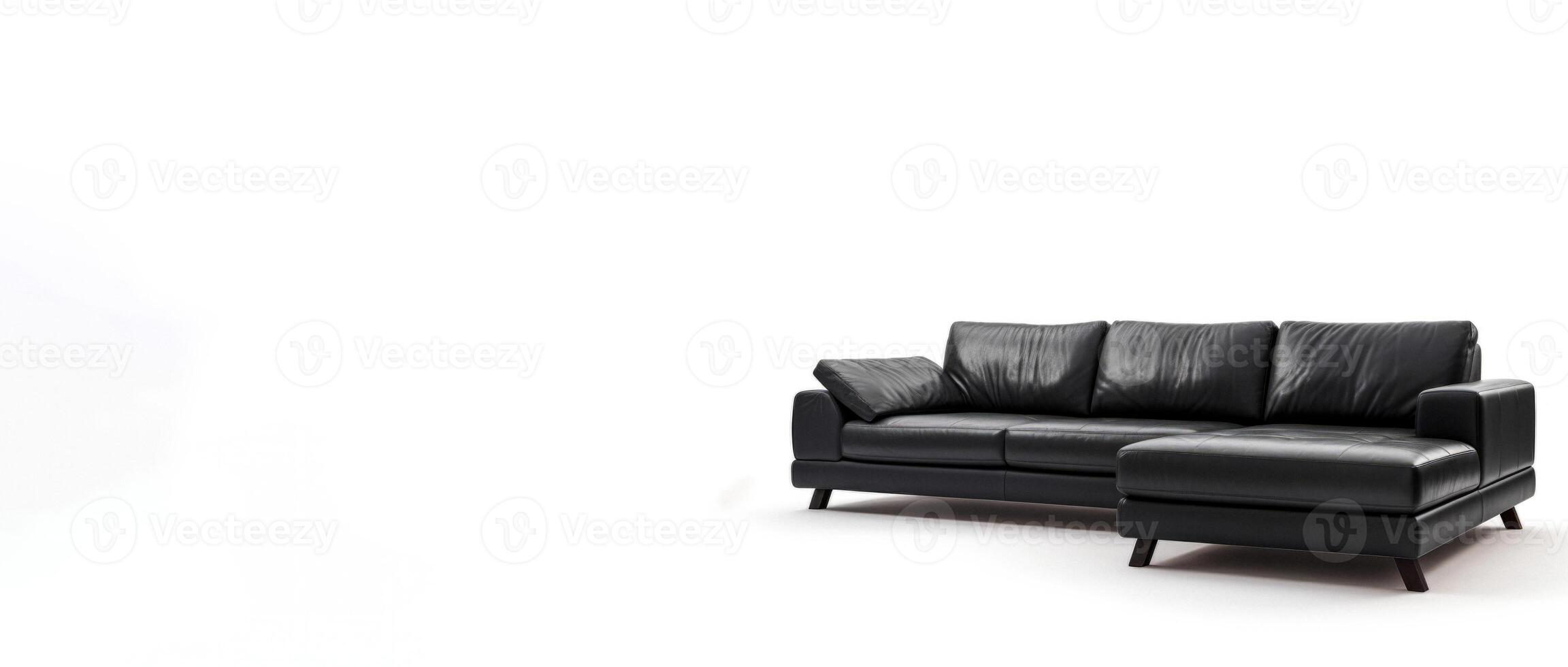 AI generated black sofa on a white background Generative AI photo