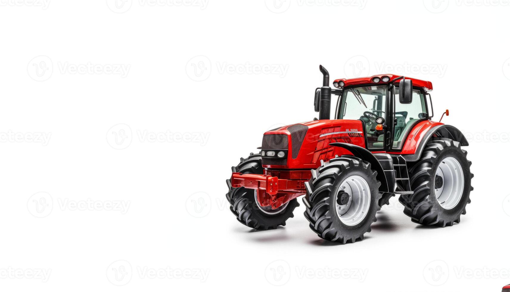 AI generated red tractor on a white background Generative AI photo
