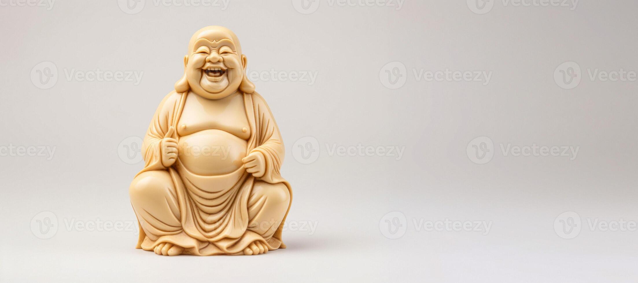 AI generated figurine of a laughing Buddha on a white background Generative AI photo