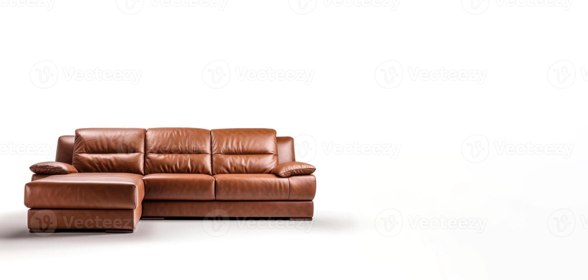 AI generated brown sofa on white background Generative AI photo