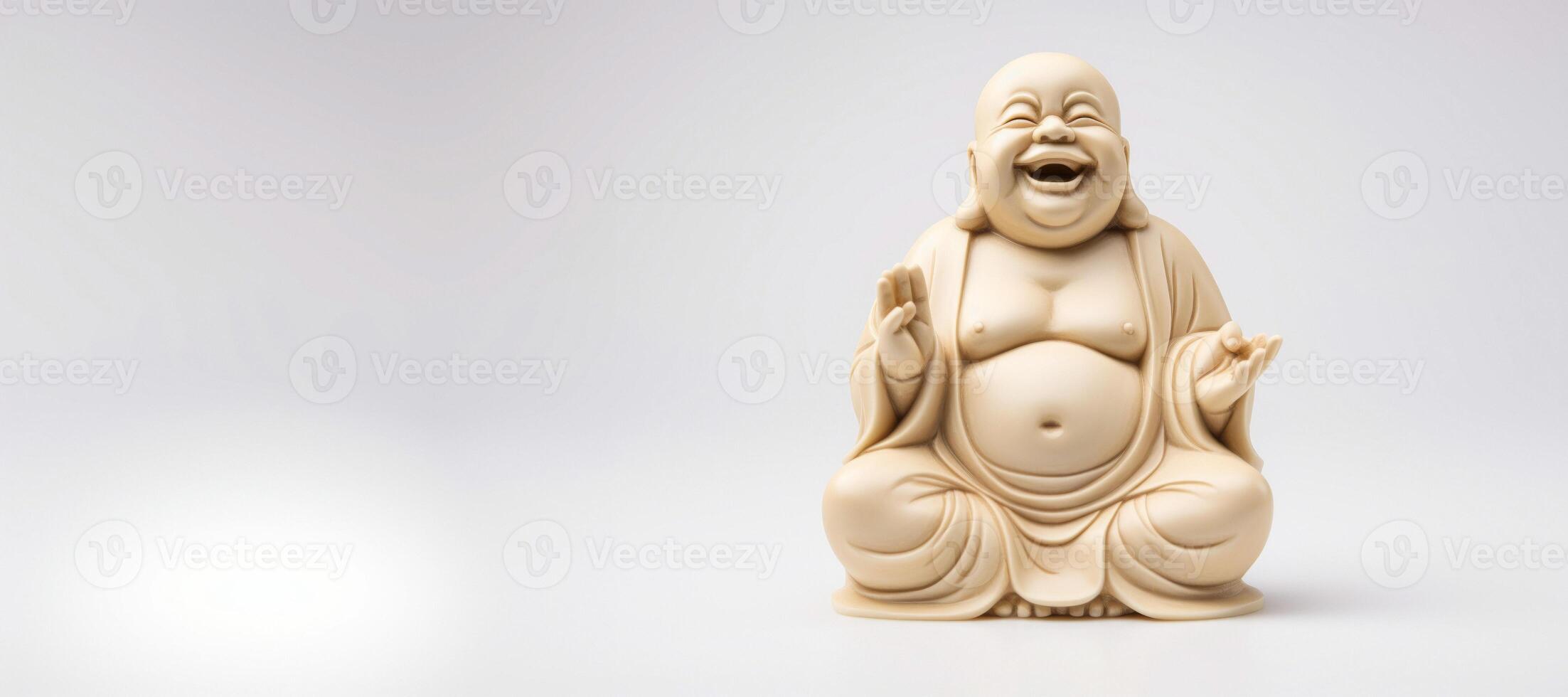 AI generated figurine of a laughing Buddha on a white background Generative AI photo