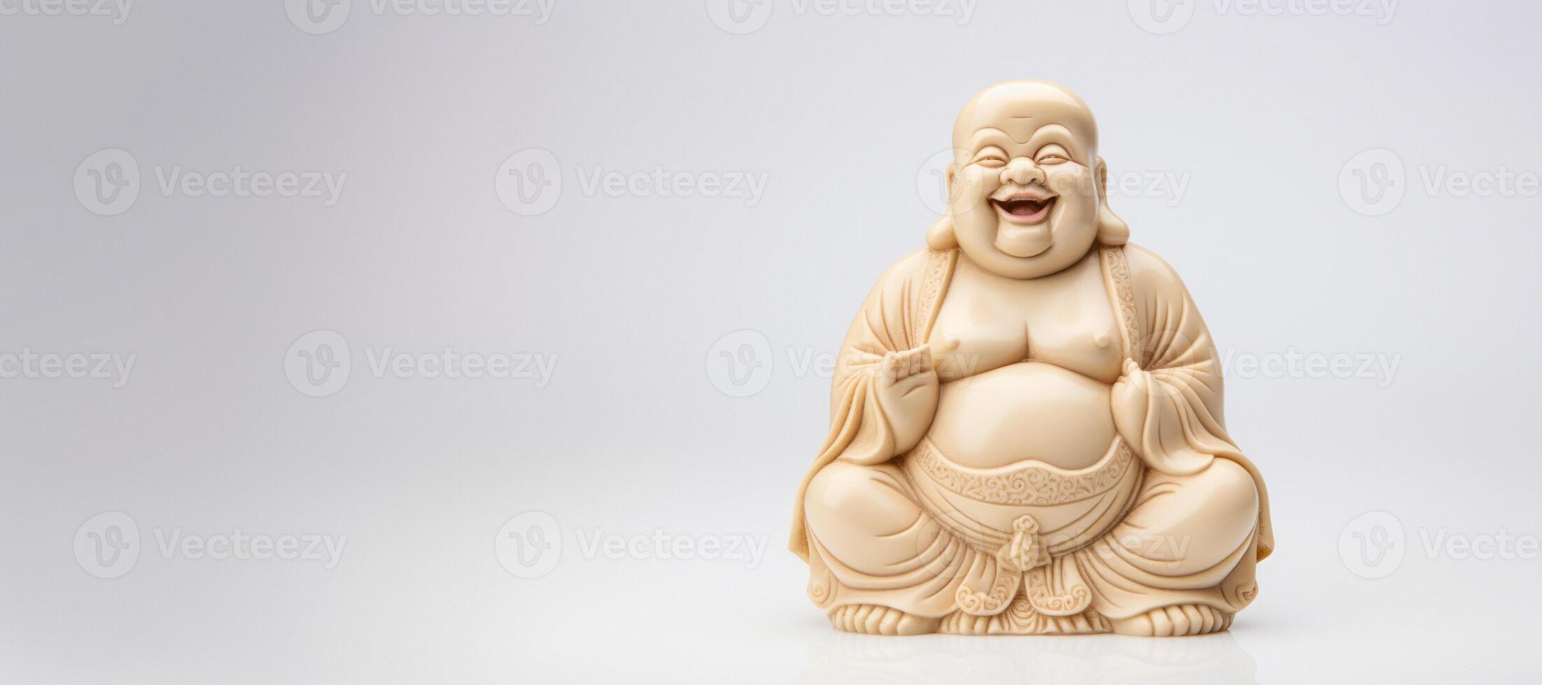 AI generated figurine of a laughing Buddha on a white background Generative AI photo