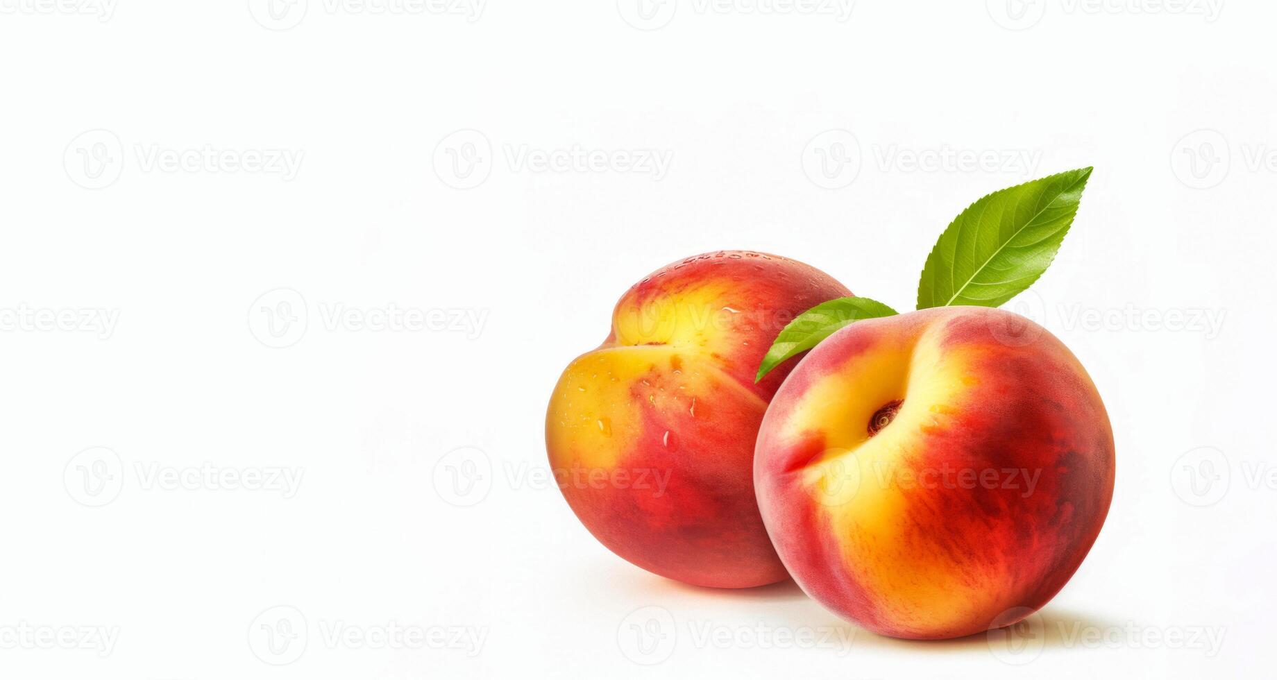 AI generated peaches on white background Generative AI photo