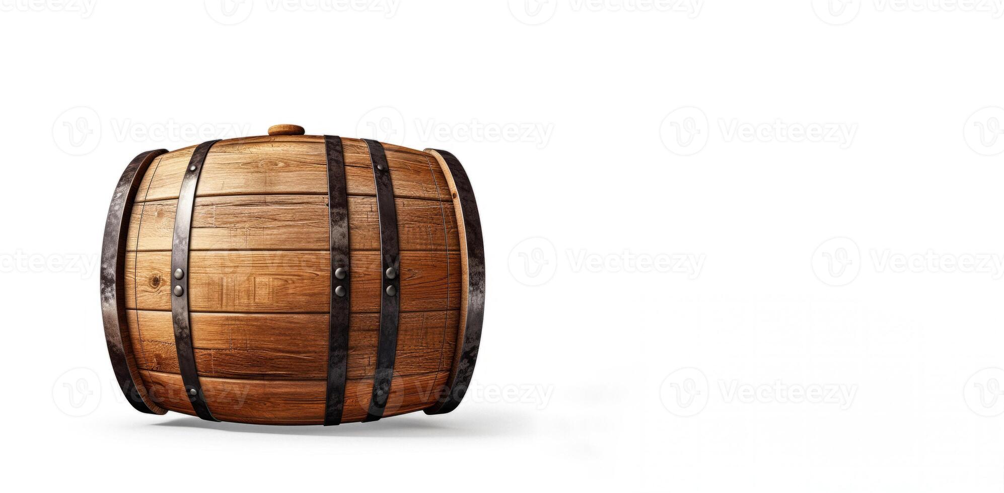 AI generated wooden barrel on white backgroundGenerative AI photo