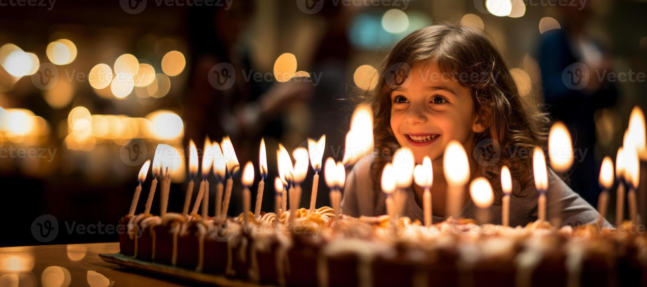 AI generated girls child blowing out birthday candles Generative AI photo