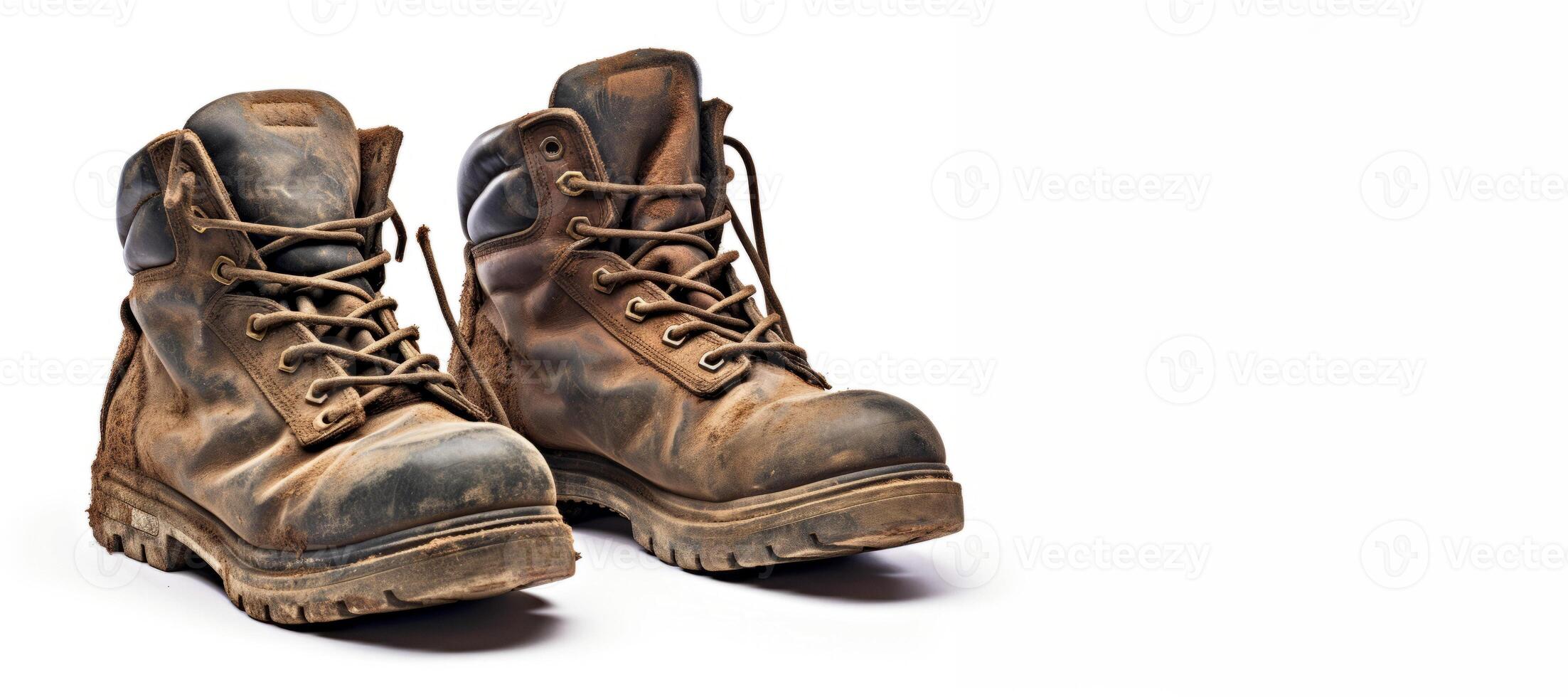 AI generated old worn work boots Generative AI photo