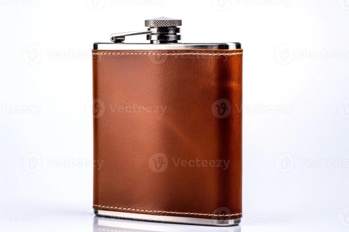AI generated alcohol flask on white background Generative AI photo