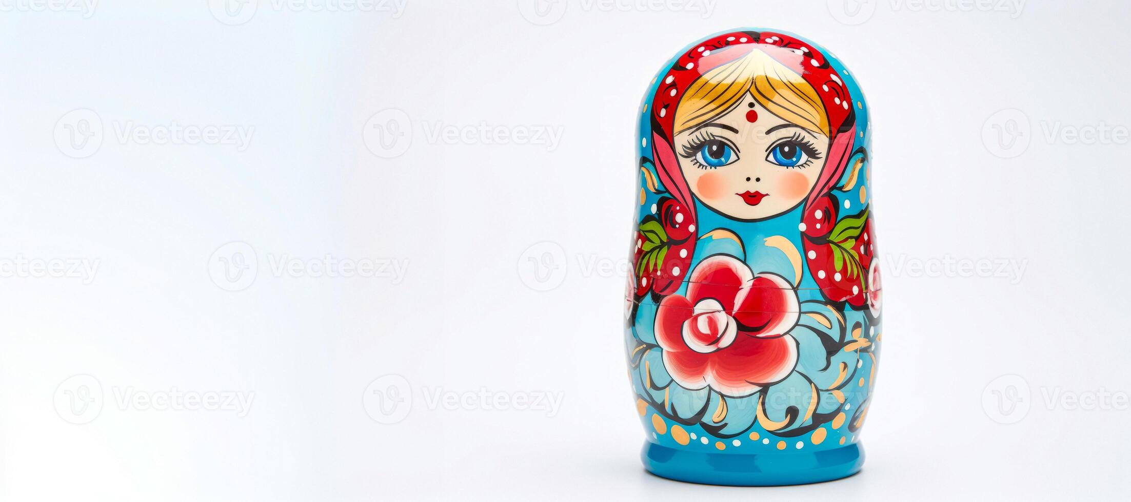 AI generated multi-colored matryoshka doll on a white background Generative AI photo