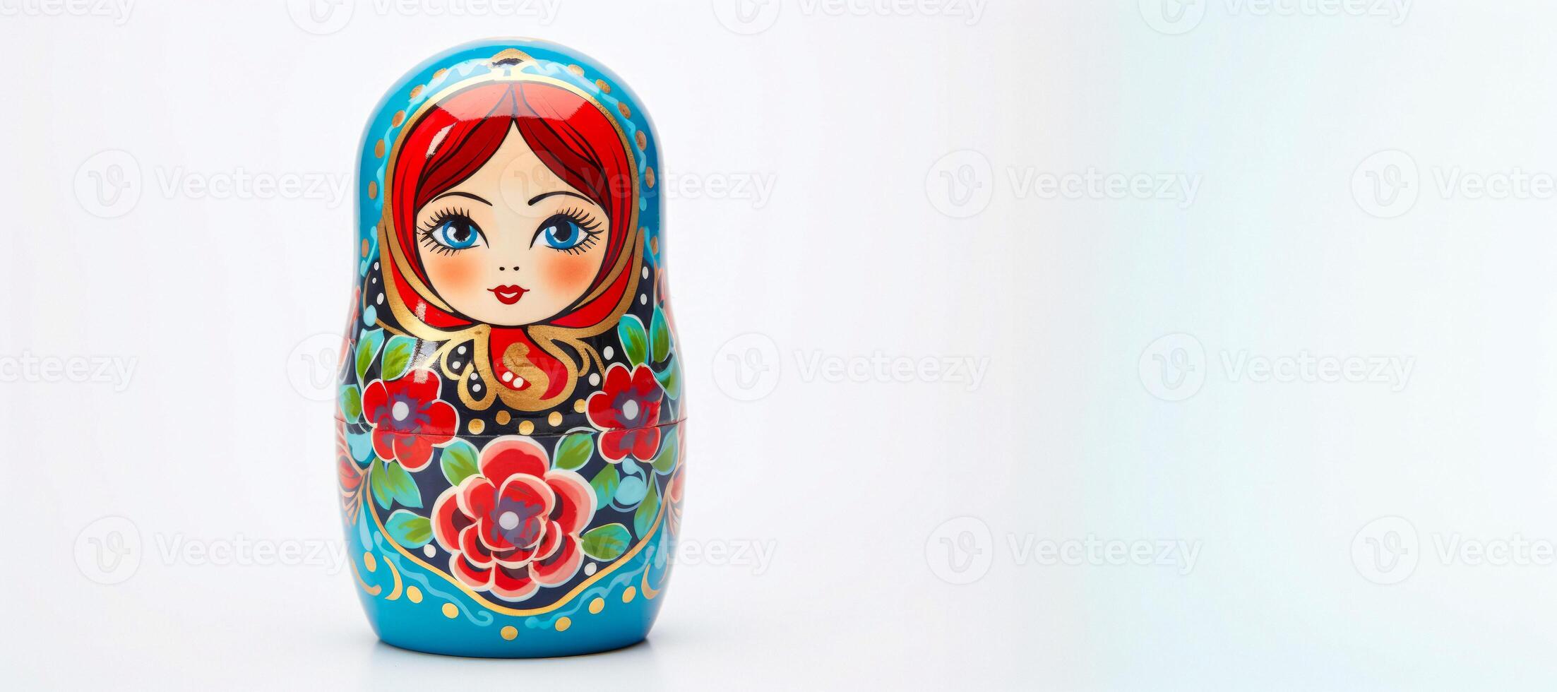 AI generated multi-colored matryoshka doll on a white background Generative AI photo