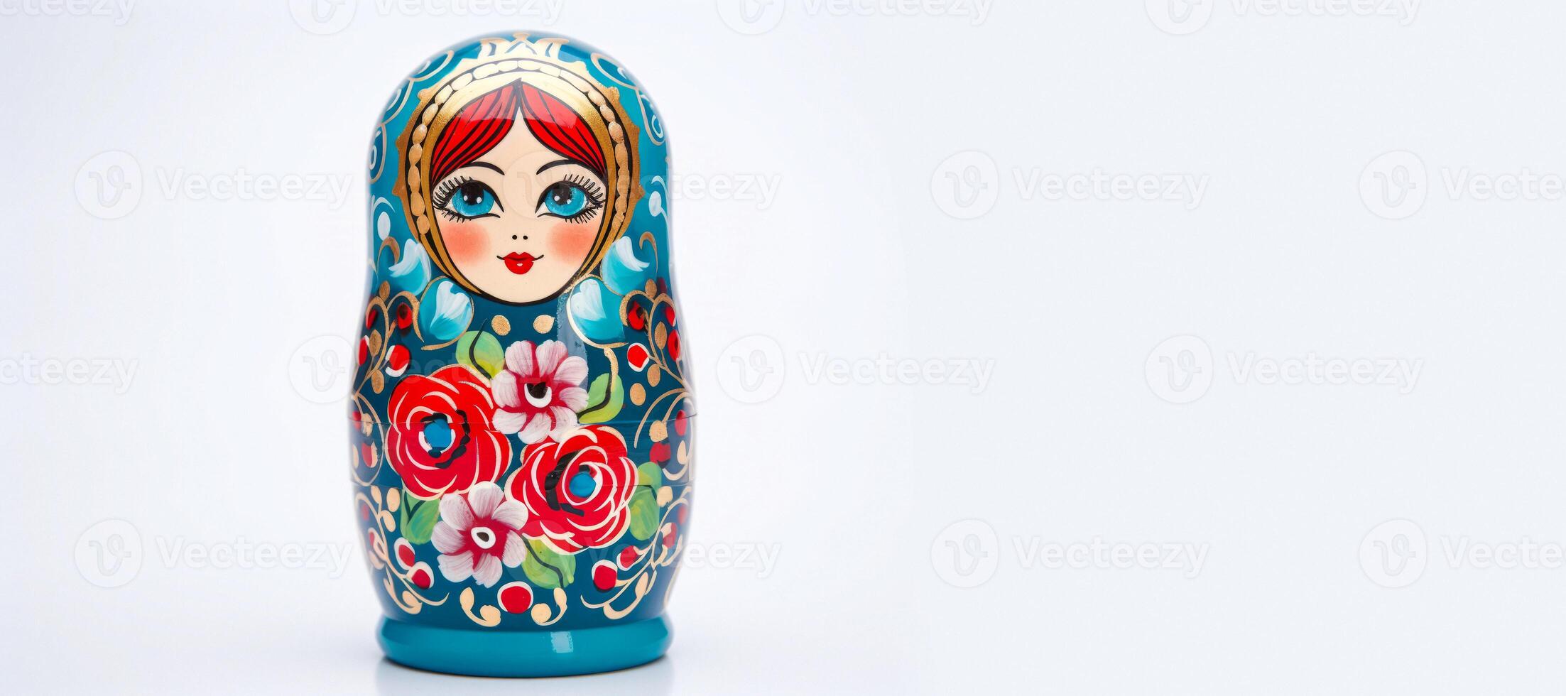 AI generated multi-colored matryoshka doll on a white background Generative AI photo