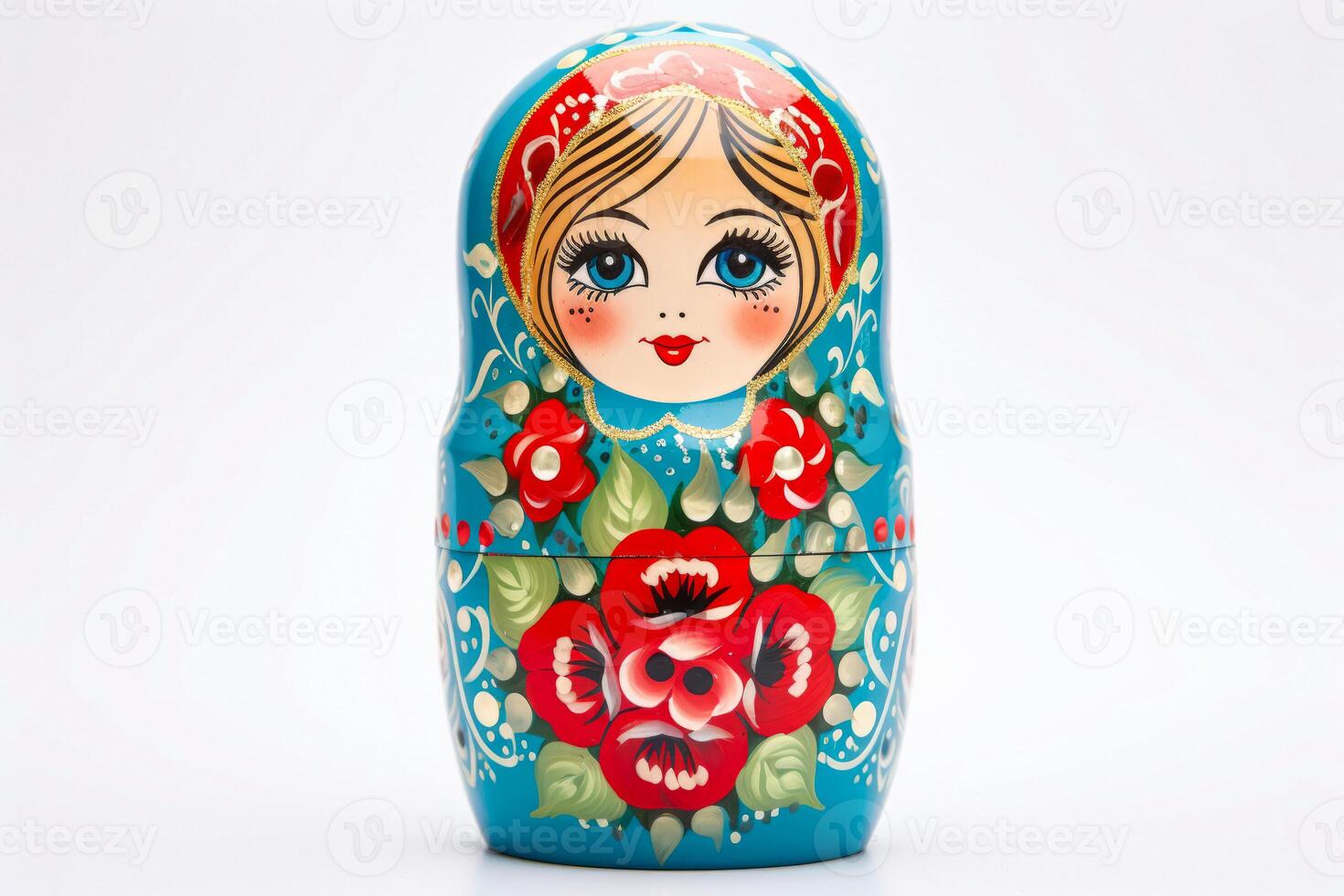 AI generated multi-colored matryoshka doll on a white background Generative AI photo