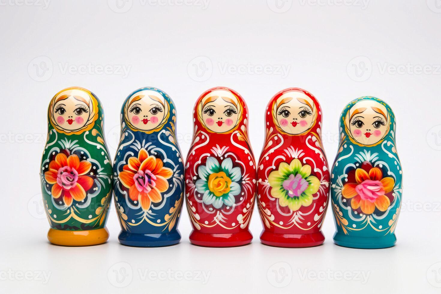 AI generated multi-colored matryoshka doll on a white background Generative AI photo