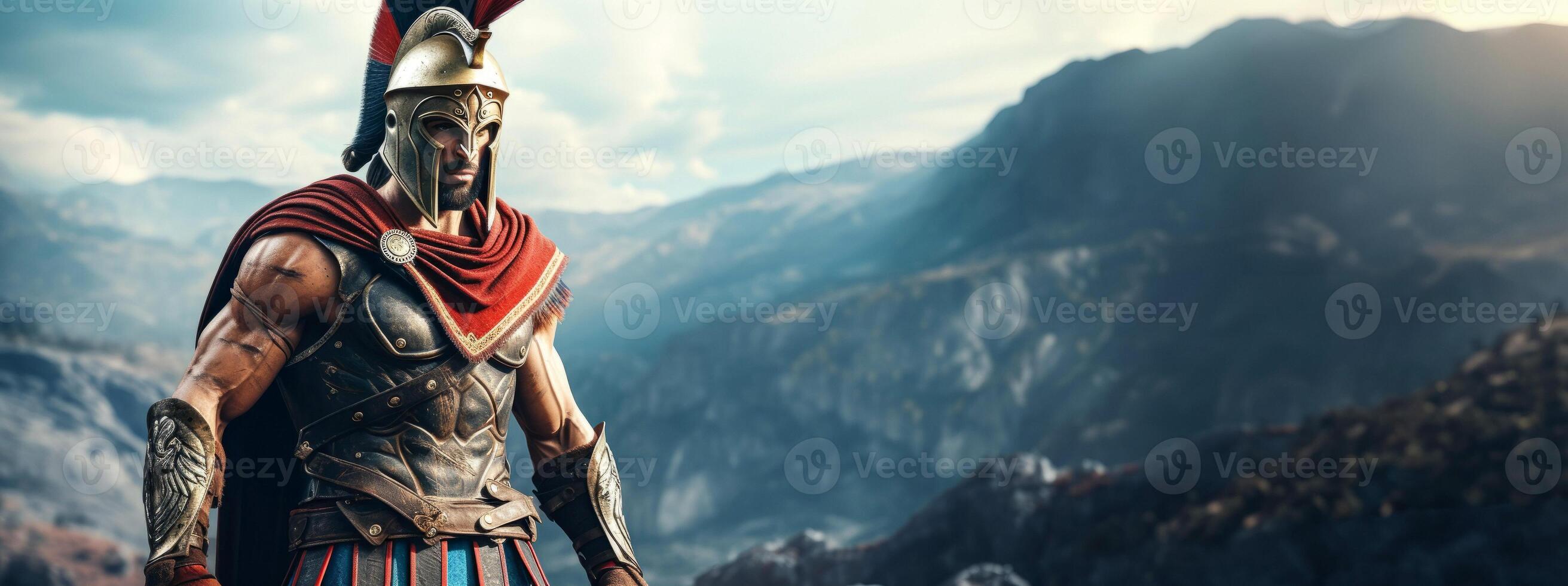 AI generated portrait of a Spartan warrior Generative AI photo