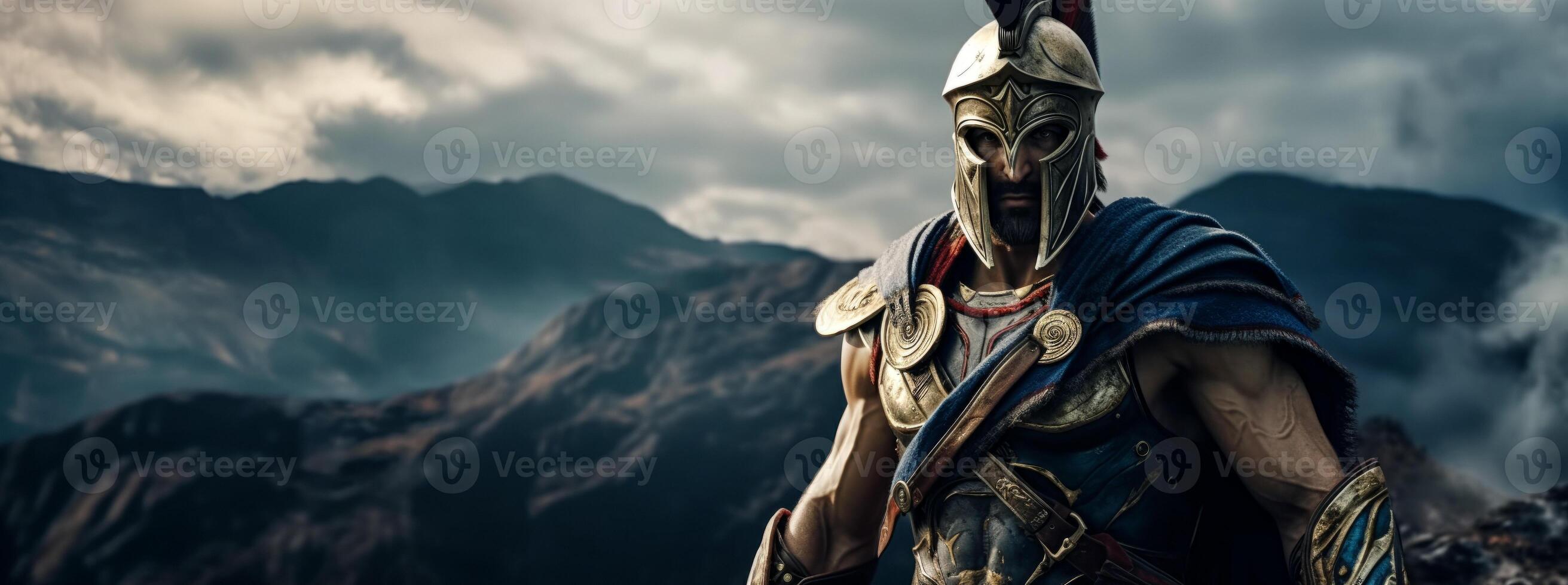 AI generated portrait of a Spartan warrior Generative AI photo