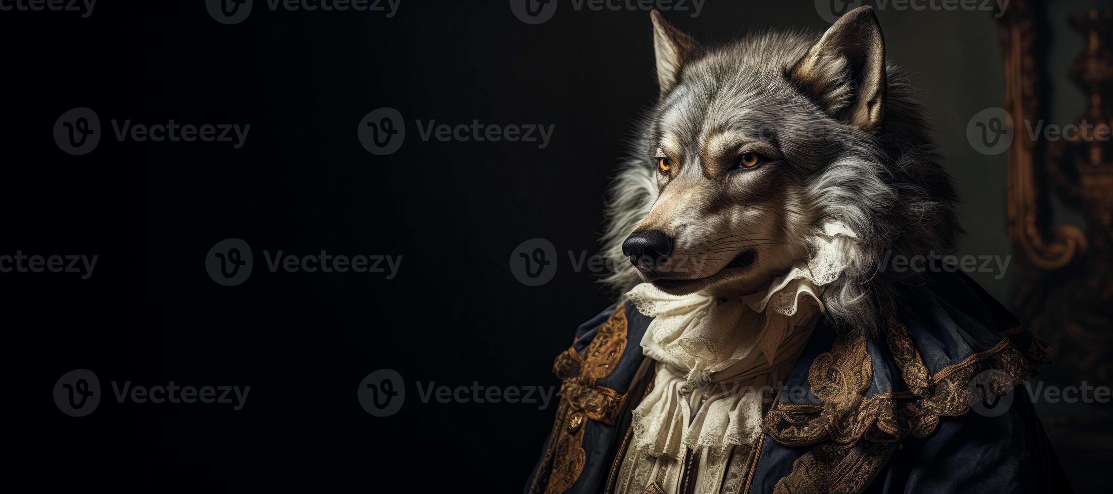 AI generated Wolf in Victorian clothes Generative AI photo