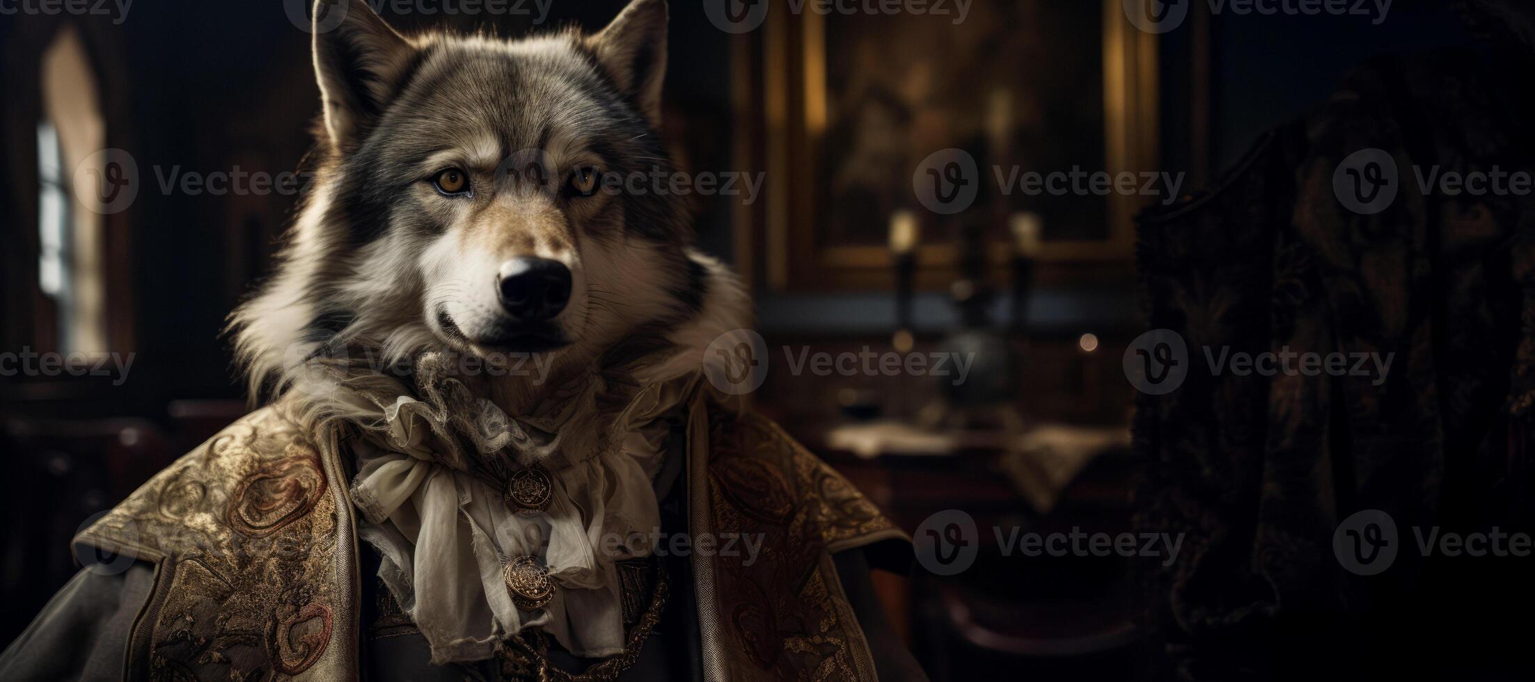 AI generated Wolf in Victorian clothes Generative AI photo