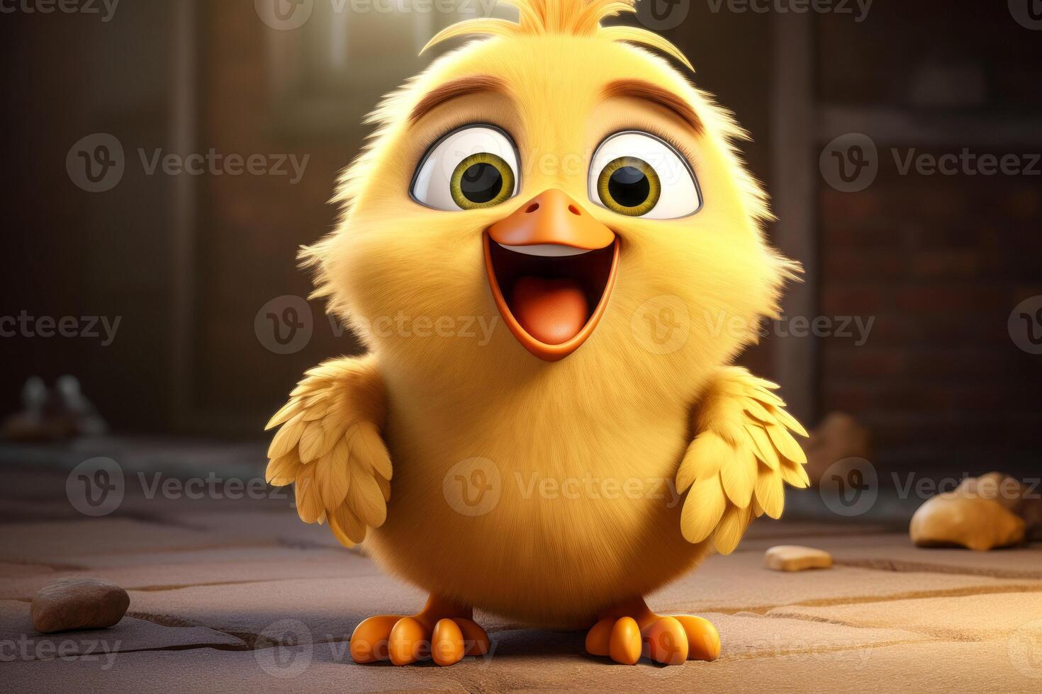 AI generated cute animated chicken baby Generative AI photo