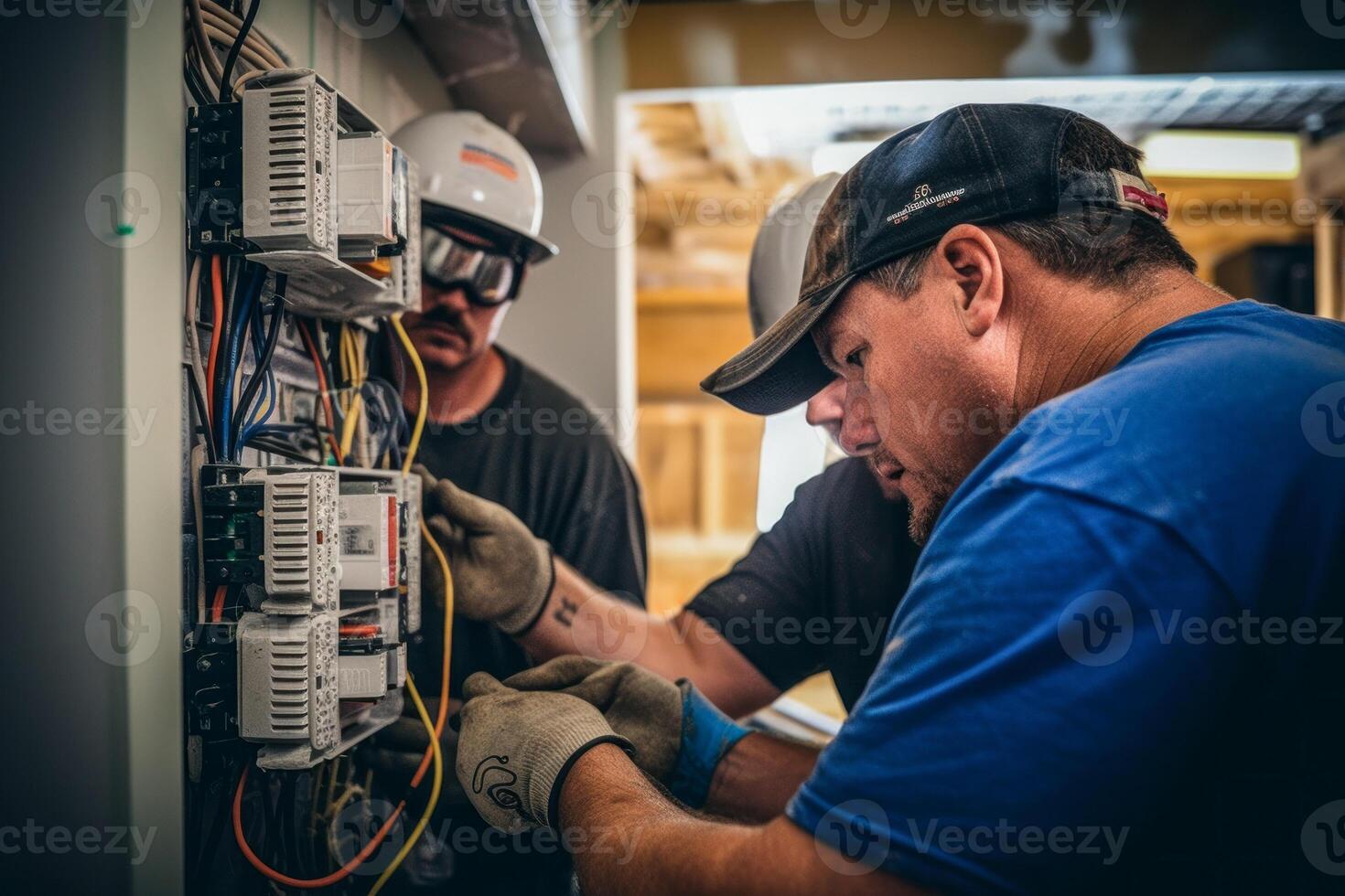 AI generated professional electricians work Generative AI photo