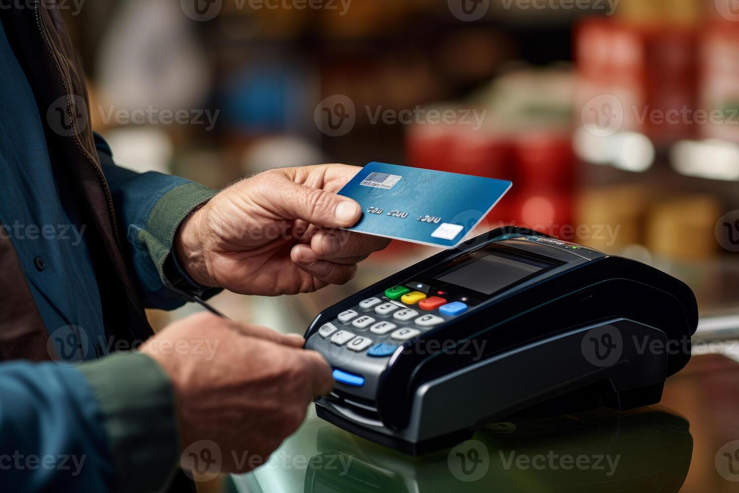 AI generated contactless payment by bank card Generative AI photo