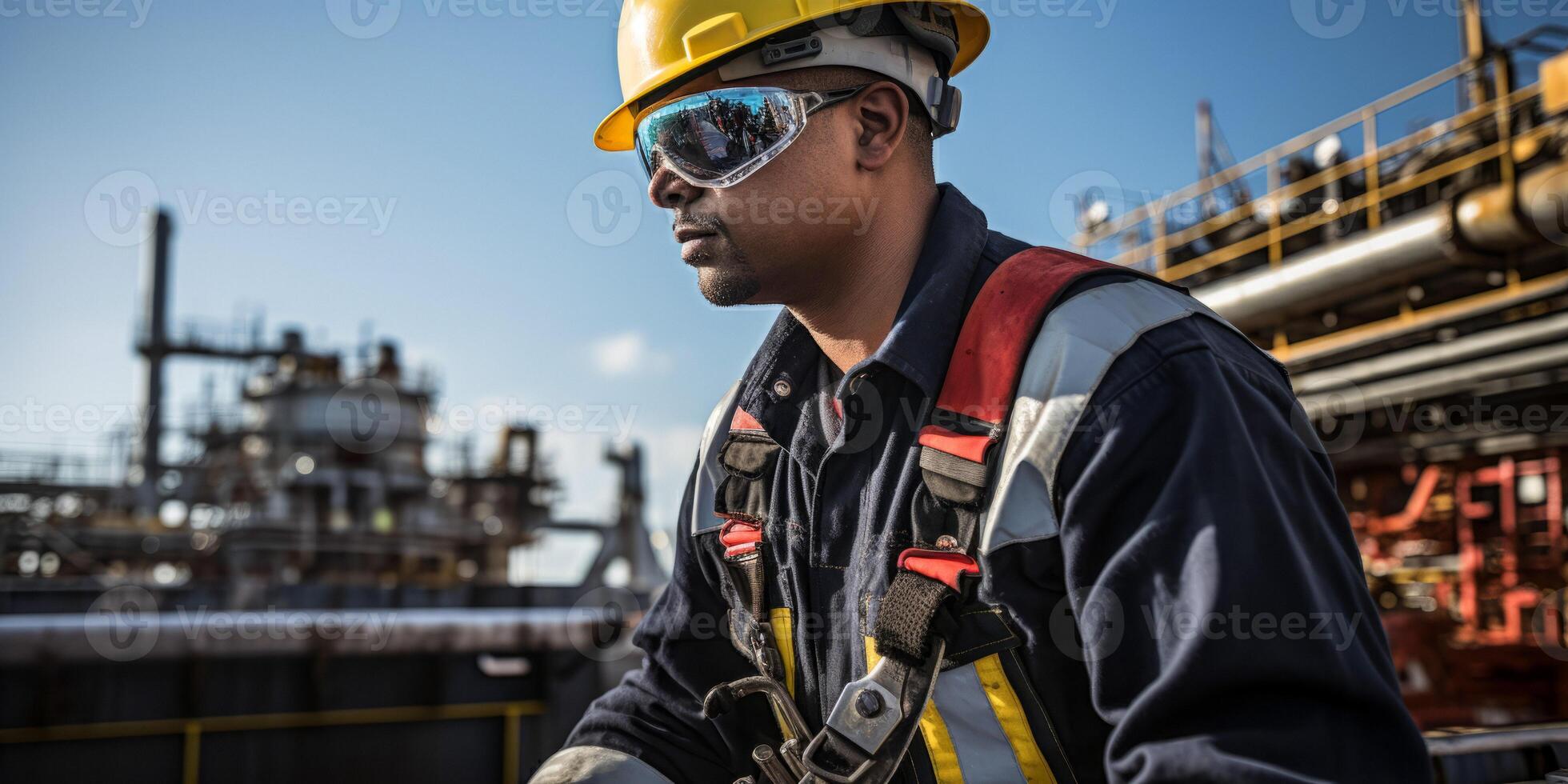 AI generated man oil rig workers Generative AI photo