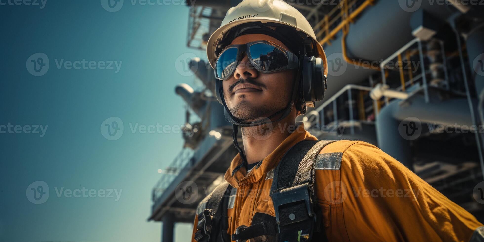 AI generated man oil rig workers Generative AI photo