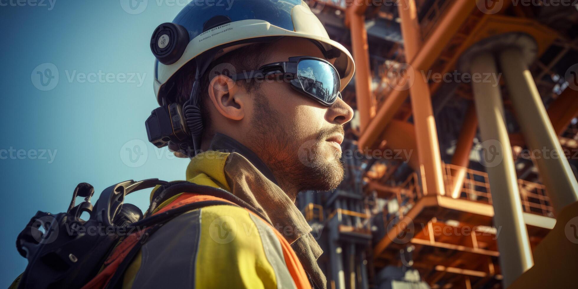 AI generated man oil rig workers Generative AI photo