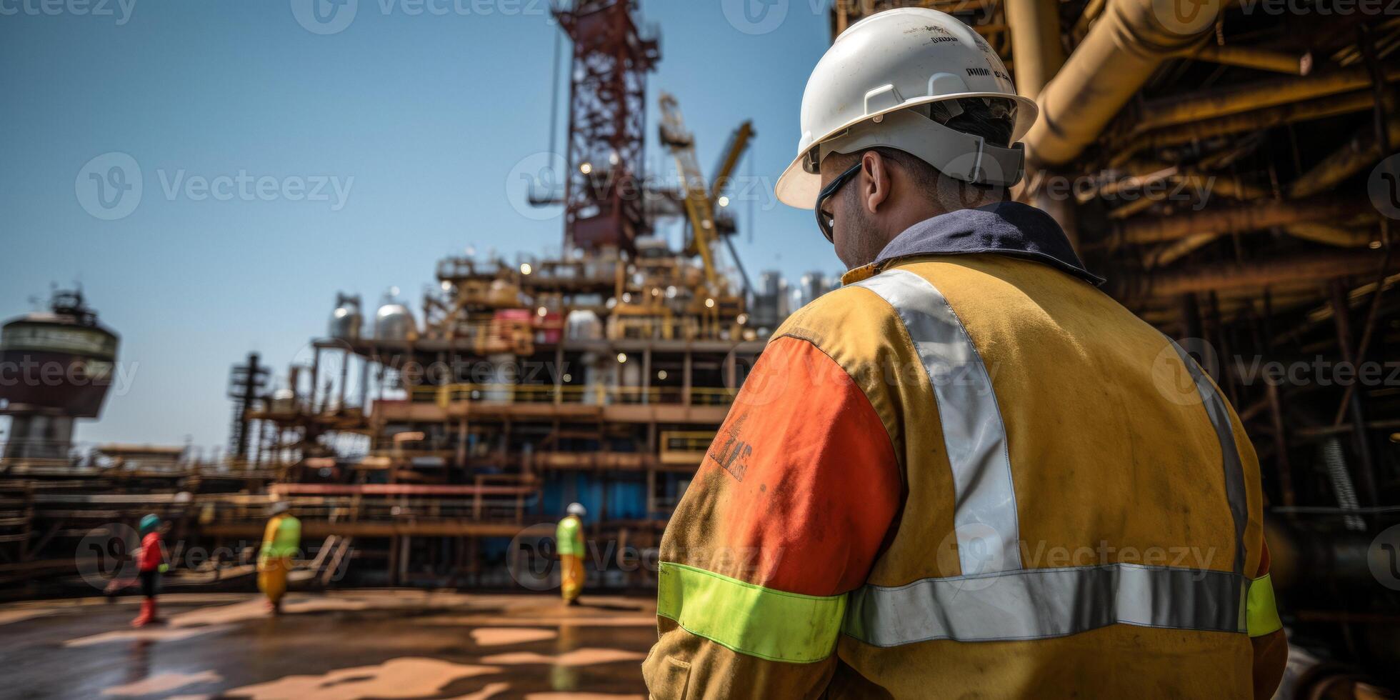 AI generated man oil rig workers Generative AI photo